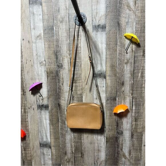 Michael Kors Tan Leather Crossbody Bag Purse - Picture 5 of 11